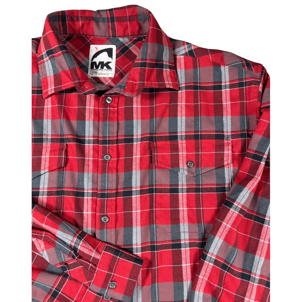 Mountain Khakis Mens Plaid Flannel Button Down Shirt Red Black Grey Size XL